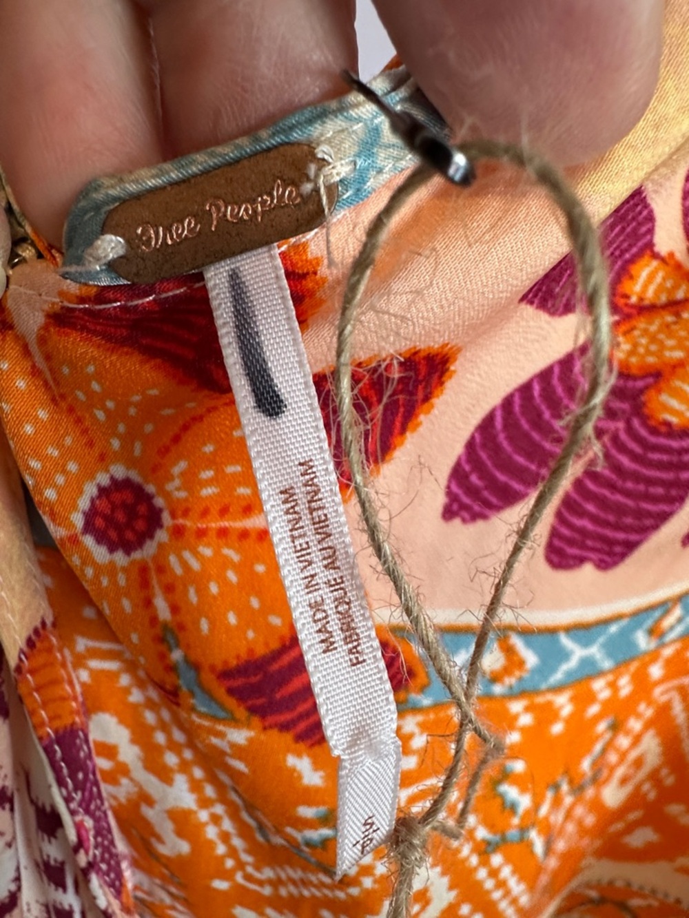 Free People Cream and Orange Floral Patchwork Crop Top - Picture 4 of 6